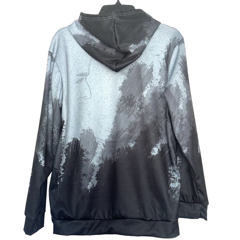 Amtdh | Womens Pullover Hoodie | Sun and Moon Graphic Black & Gray Size Medium - Picture 5 of 5